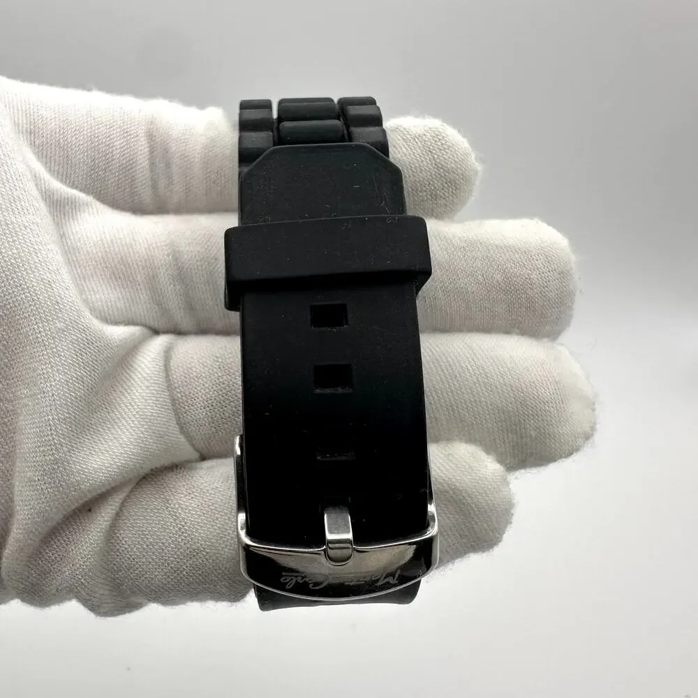 Montres Carlo MC Rhinestone Bezel Black Silicone Quartz Watch